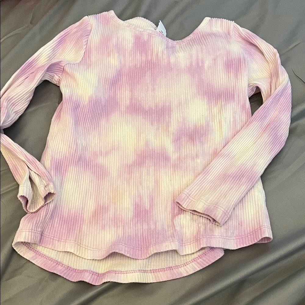 Pink and White Tie-Dye Women's Top